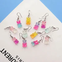 6color personalized fashion new bear earrings creative color matching gradient personalized jelly candy earrings