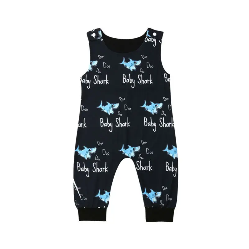 

Newborn Baby Boy Letter Shark Print Sleeveless O Neck Romper Spring Autumn Warm Jumpsuit One-Pieces Overall Sunsuit 0-24M