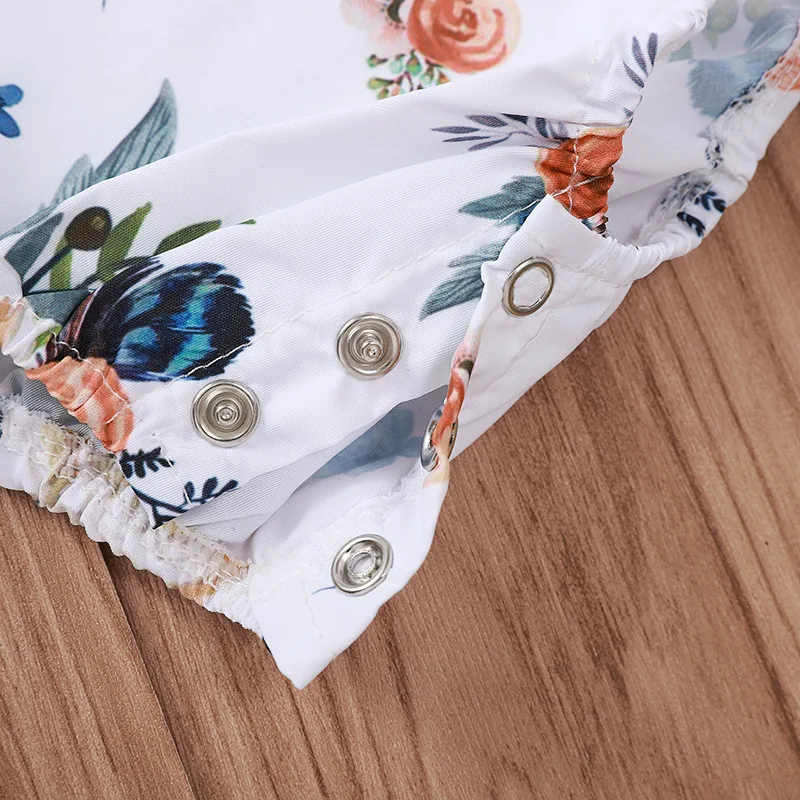 Боди с цветочным принтом и рукавами фонариками комбинезон для маленьких девочек