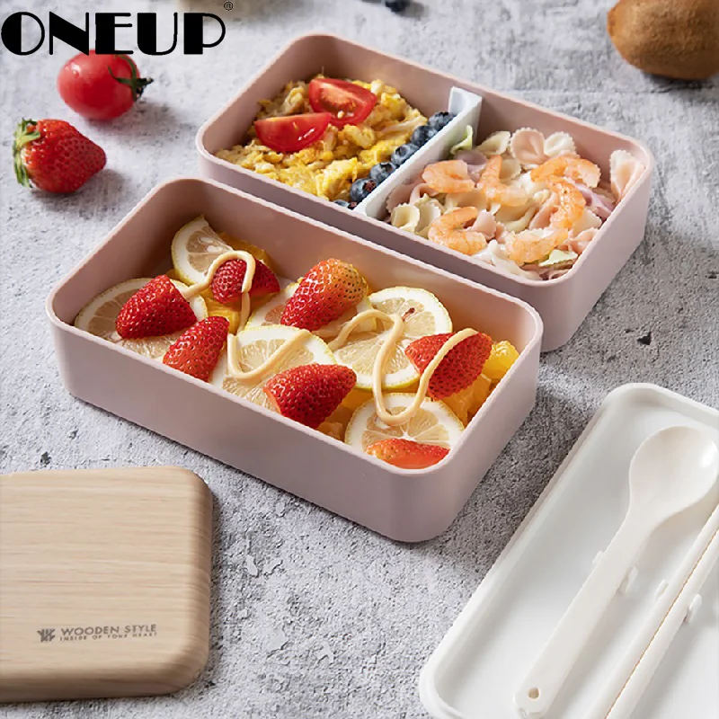 ONEUP портативный двойной Ланч бокс деревянный для микроволновой печи новый