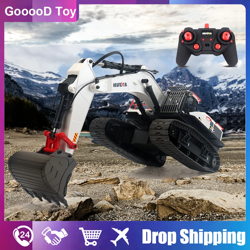 

HUINA 594 Alloy RC Excavator Truck 1/14 3 IN 1 2.4G 22CH Radio controlled Electric Car Caterpillar toys for boy Children Kids