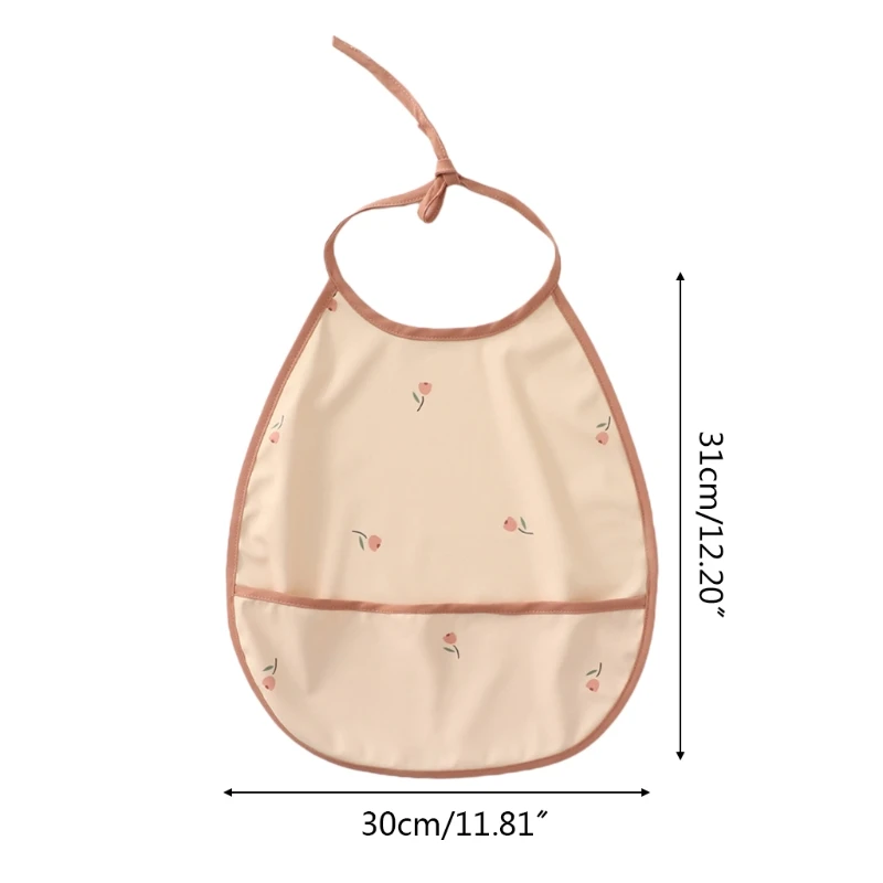 

Q1FE Cartoon Printed Waterproof Bib with Pocket Baby Feeding Apron Smock Burp Cloth