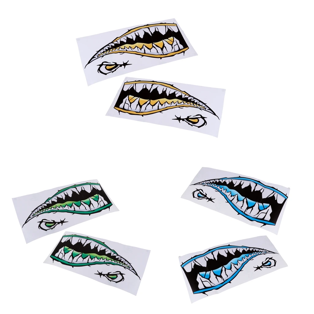 

2x Shark Teeth Mouth Eyes Decals Sticker For Boat Yacht Fishing Kayak Dinghy Car