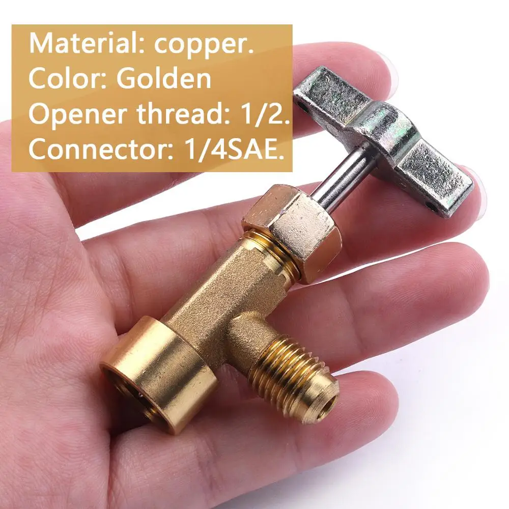 Латунный адаптер SAE 1/4 дюйма 2 шт. для бутылки с хладагентом переменного тока