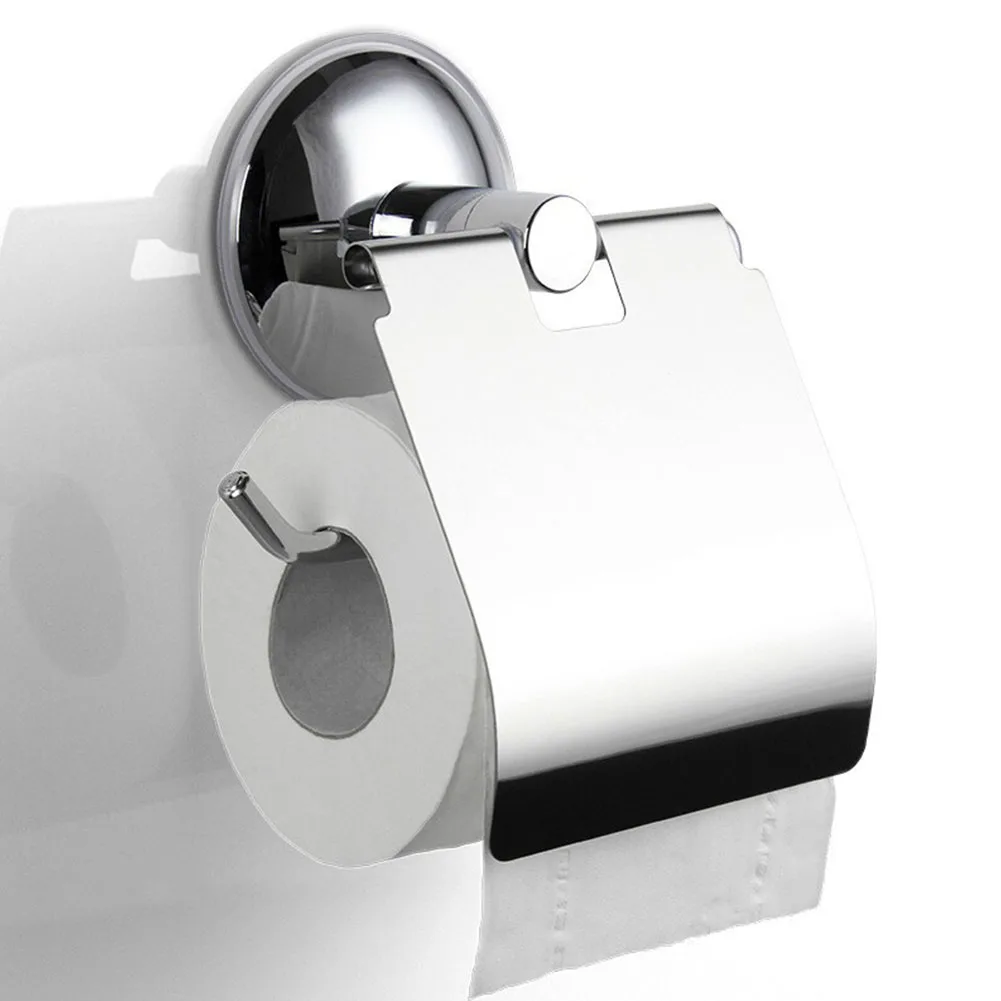 

Toilet Paper Holder Wall Mounted Stainless Steel Firm Structure Durable Strong Suction Cup Hanger Bath Supplies