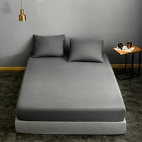30 1pc bed sheets with elastic gray solid color drap housse double bed sheets sabanas 150 for queen sheets on rubber band