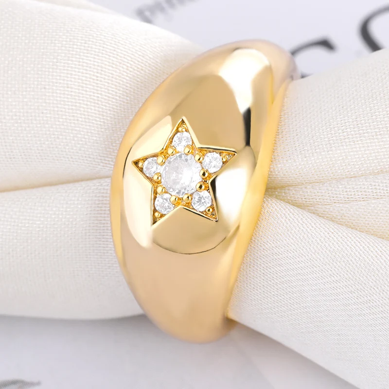 

Minimalist Gold Color Star Chunky Ring Trendy Geometric Round Circle Rings for Women Thick Stack Rings Female Wedding Jewelry