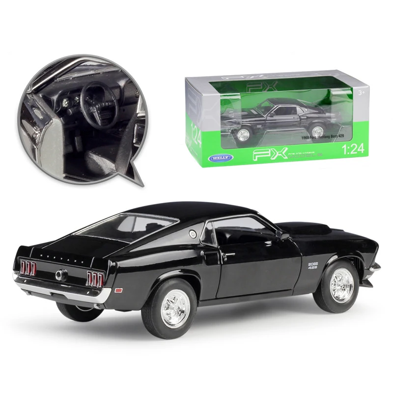 HOMMAT 1:24 Ford Mustang Boss 429 модель автомобиля игрушка из металлического сплава литая