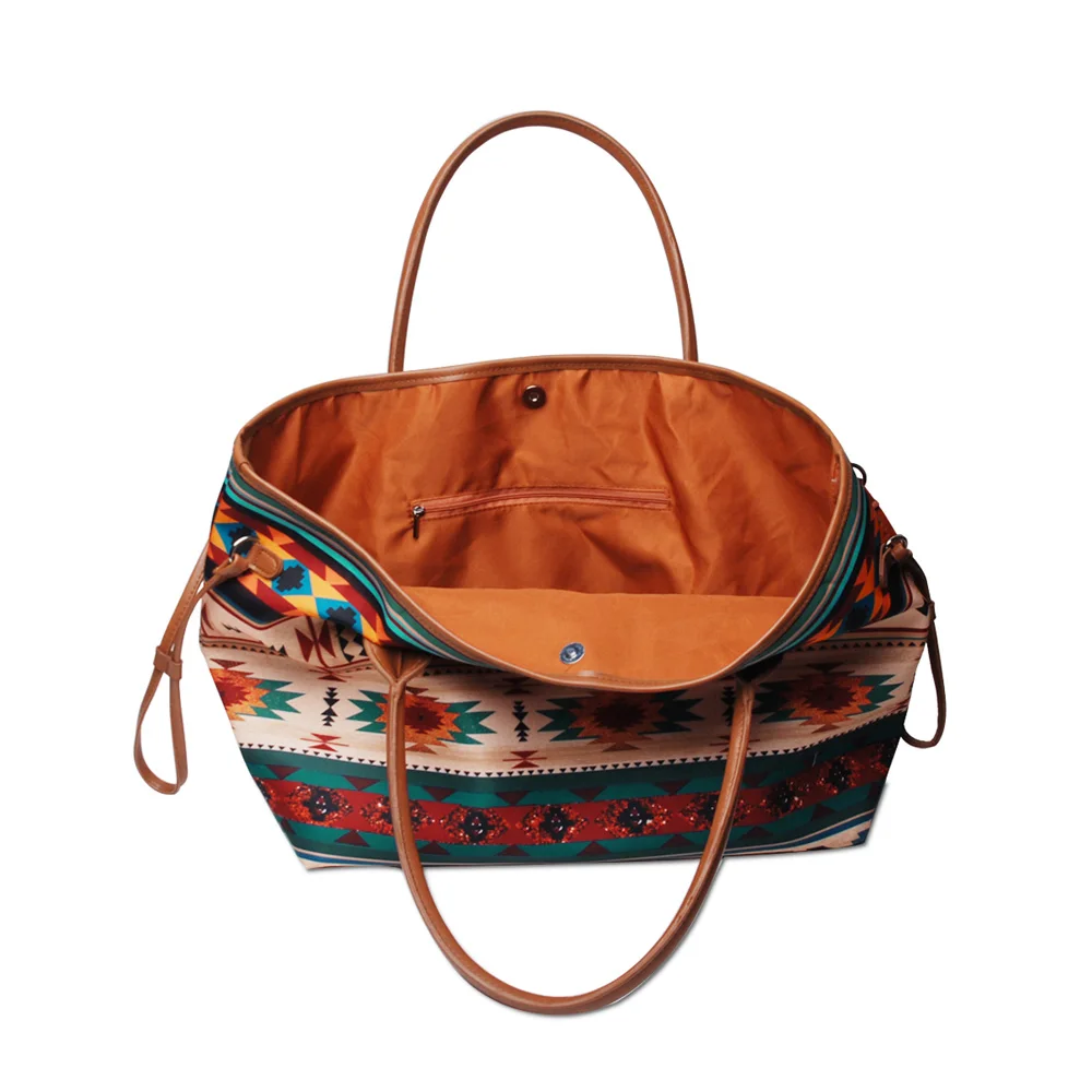 Kaufen 35 Stücke Lot Tribal Aztec Handtasche Orange Adler Tribal PurseLarge Kapazität Geldbörse Frauen Leinwand Endlosen String Reisetasche DOMIL1753