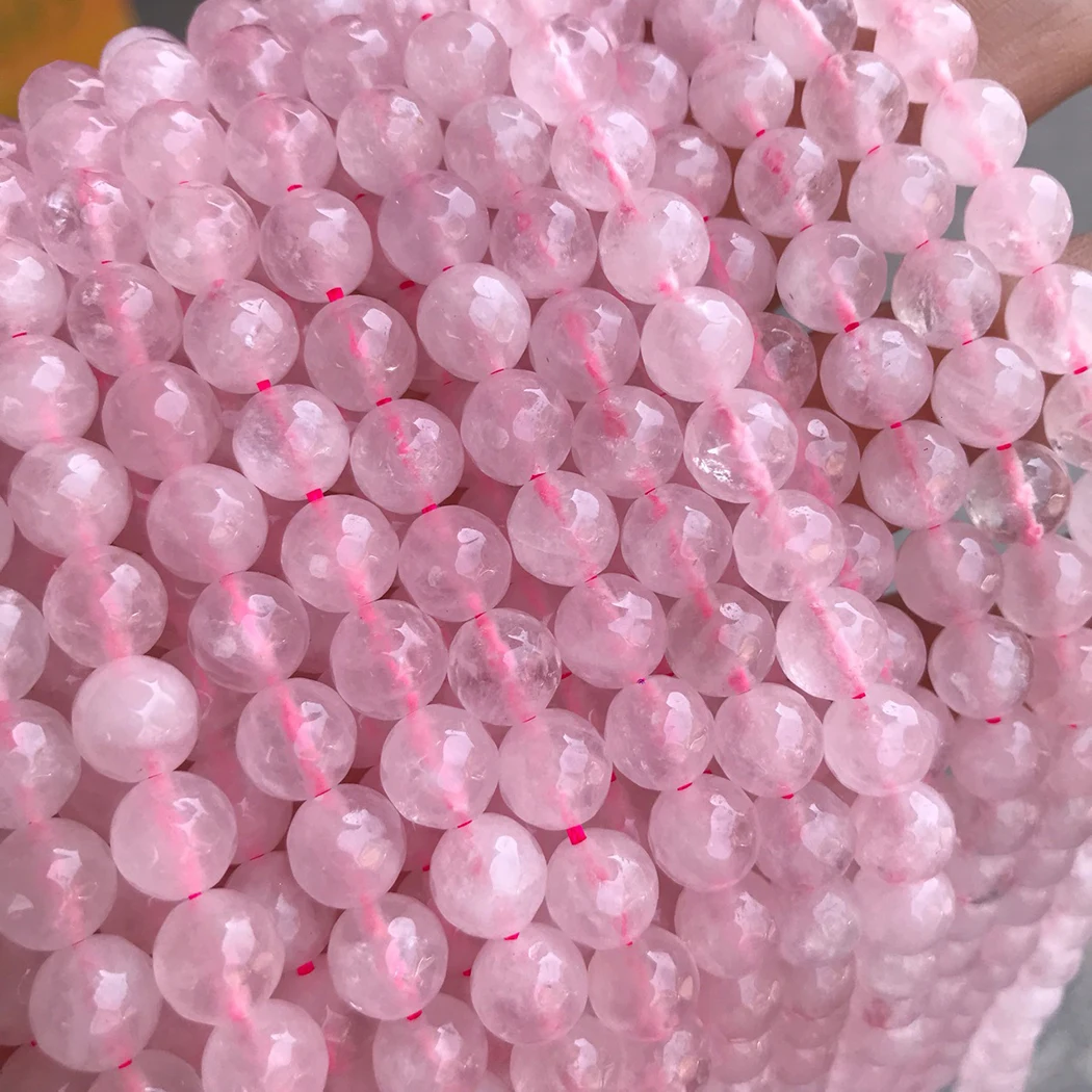 Натуральный розовый кварц 6 8 10 мм граненый женский для изготовления ювелирных
