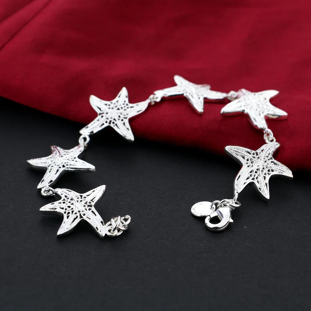 Модный стильный женский браслет из 100% стерлингового серебра 925 пробы гламурный