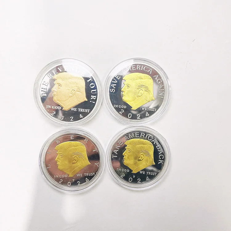 

NEW Multiple Type 2024 U.S. Presidential Trump Election Gold Duoble Color Commemorative Coin Challenge Coin Coins Collectibles