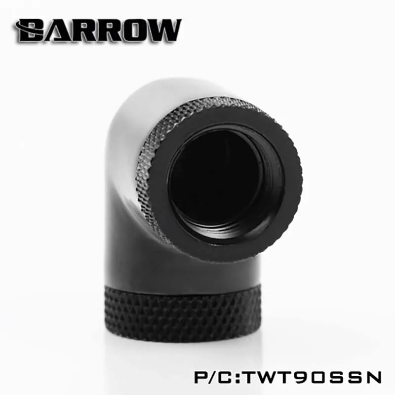 

Barrow TWT90SSN G1/4 Black Silver thread 90 degree two Rotary Fitting Adapter Rotating water cooling Adaptor For Water Cooler PC