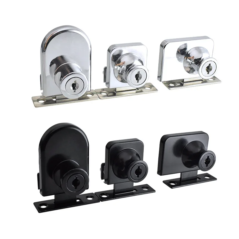 

Single double door Glass Lock No need drill holes Zinc alloy showcase Cabinet Push Sliding Latch Wine cooler Furniture Hardware