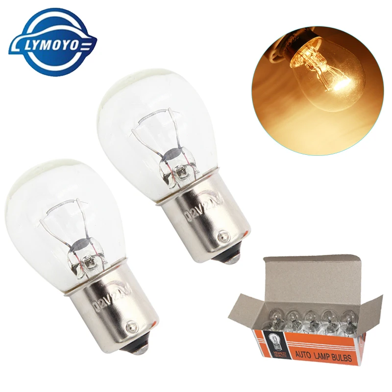 Lymoyo 1156 P21W BA15S 10 шт. автомобиль теплый белый галогенные лампы 12v 21 Вт обратный светильник s лампы стоп сигнала стоп светильник задний свет сигнал поворота DRL 12v