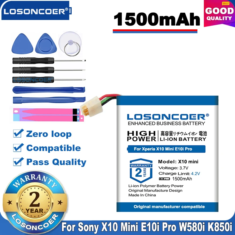 100% Оригинальный аккумулятор LOSONCOER 1500 мАч для Sony Ericsson Xperia X10 Mini E10i Pro W580i X10Mini K850i +