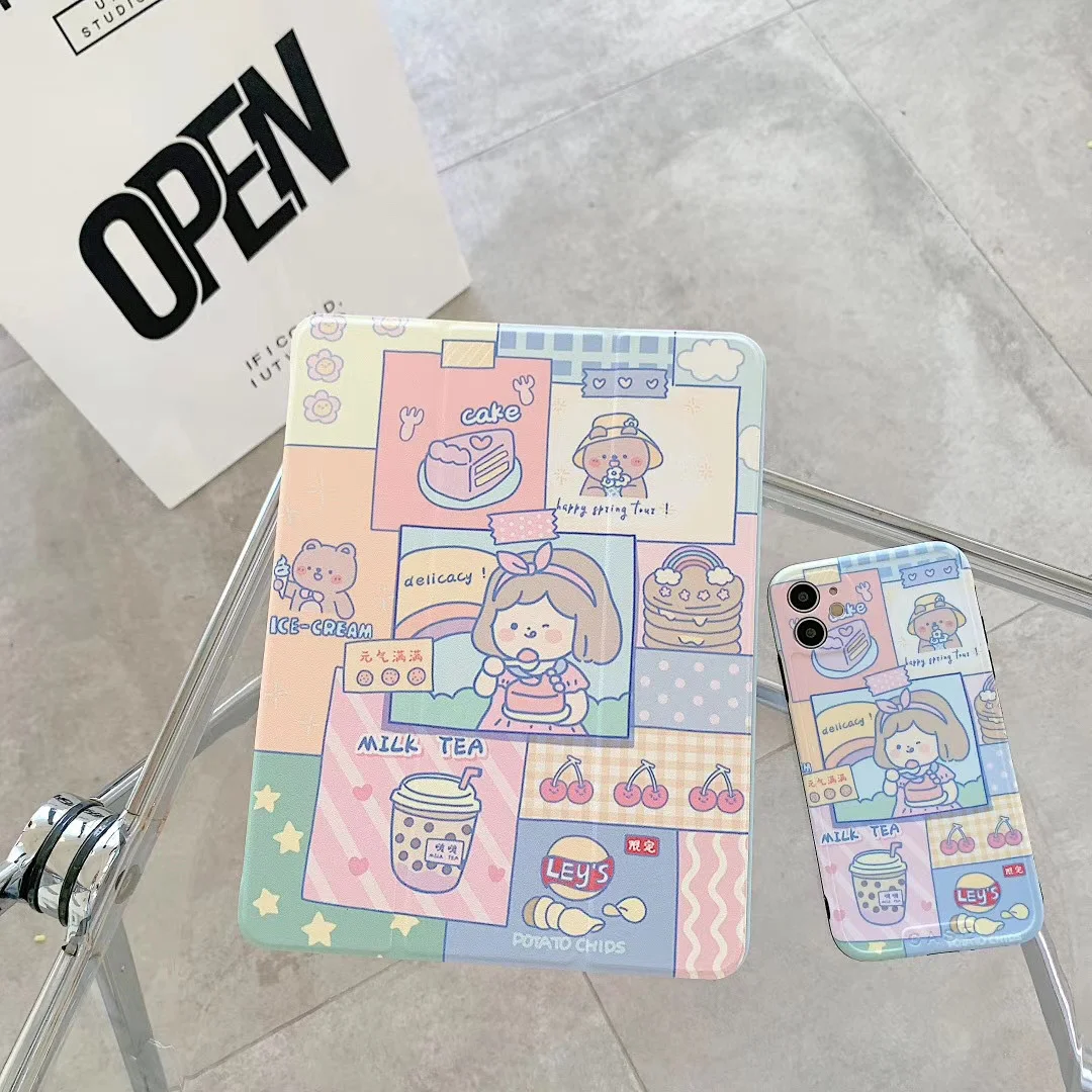 

Чехол-накладка для iPad pro, 11 дюймов, 10,5 дюймов, 2019 дюймов, 10,2 дюймов, 9,7 дюймов, mini5, 7,9 дюймов, держатель для карандашей, молочный, закуска к чаю, д...