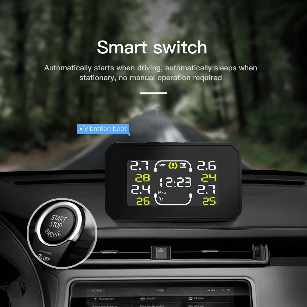 Solar Charging Tire Pressure Monitor System TPMS with LCD Display Wireless monitor for RV and light truck | Автомобили и