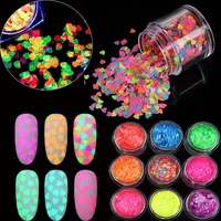 3g eco friendly pet 3mm ultrathin sweet love heart nail fluorescent light sequin holographic laser glitter sequins for craft