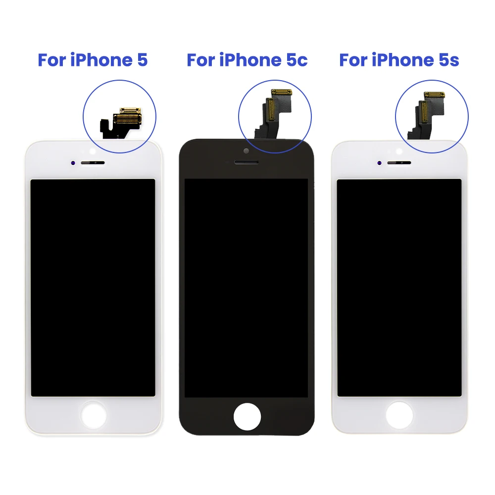 Черный/белый Pantalla lcd для iPhone 5 5C 5S дигитайзер сборка сенсорный экран Замена 6 7 без