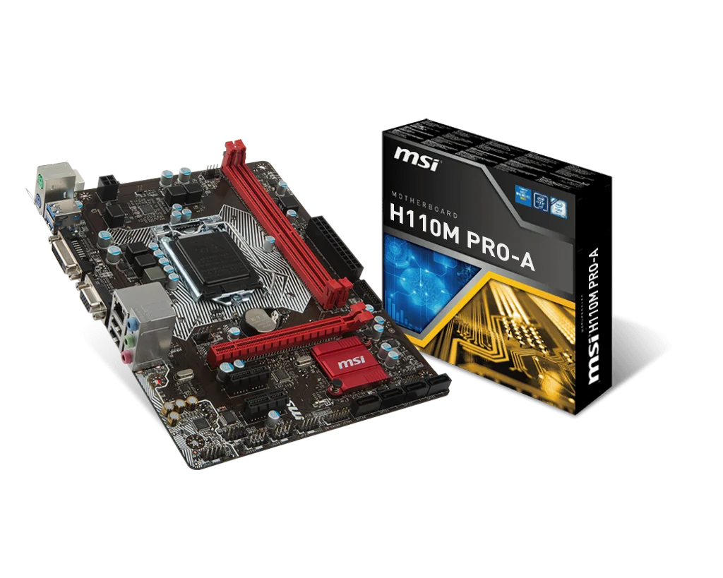 Материнская плата LGA 1151 MSI H110M PRO-A DDR4 32 Гб DVI USB3.0 2133 МГц десктопная Intel H110 материнская