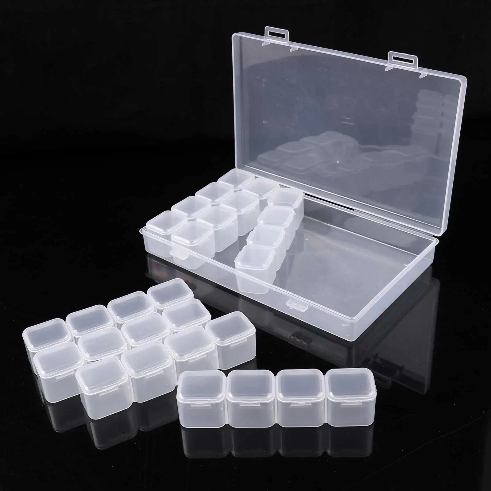 

4 28 Grids Jewelry Box Clear Plastic Diamond Bead Organizer Case DIY Painting Embroidery Jewellery Storage Containers with Cover