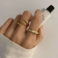 fmily minimalist 925 sterling silver fashion line winding ring fashion light luxury shiny zircon jewelry gift for girlfriend
