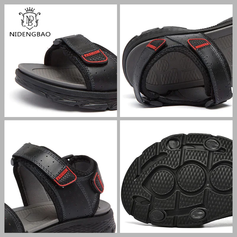 Summer Men Casual Shoes Genuine Leather Sandals Outdoor Men Leather Sandals for Men Beach Shoes Light Roman Shoes Big Size 46