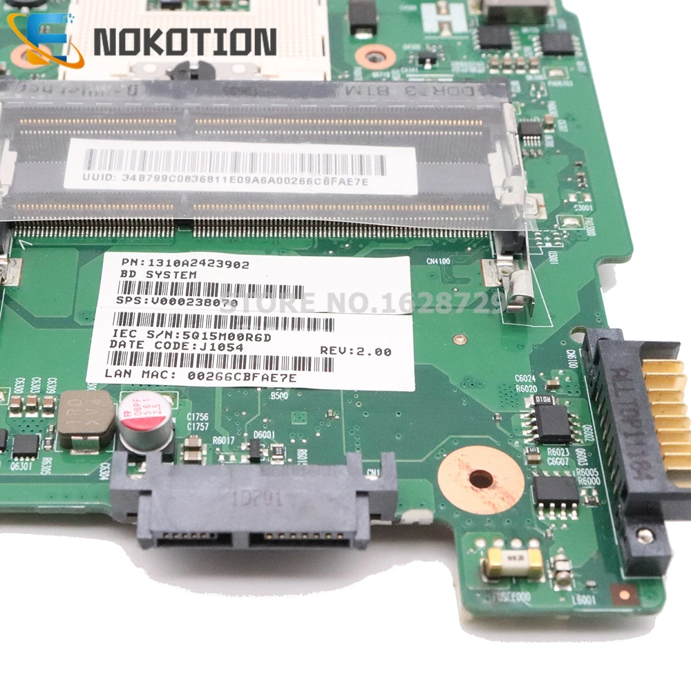 Материнская плата NOKOTION 6050A2423901-MB-A02 V000238070 для ноутбука Toshiba Satellite C600 C640 HM65 GMA HD3000 DDR3 |