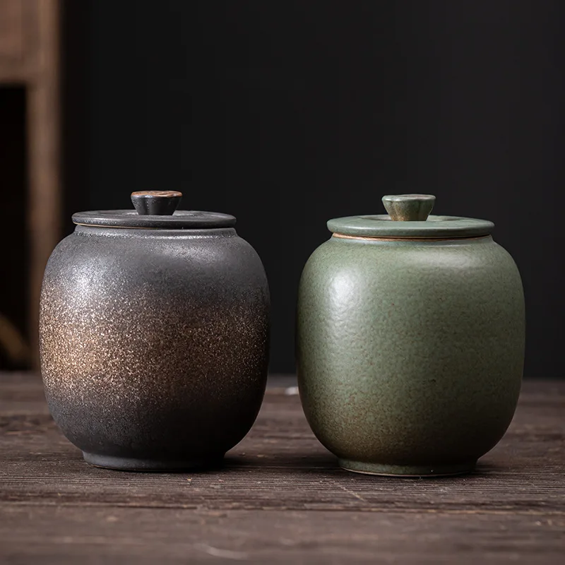 

Unsealed Japanese Gilding Iron Glaze Small Size Ceramic Pot White Tea Pu'er Waking Up Tea Jar Storage Tea Warehouse Tea Storage