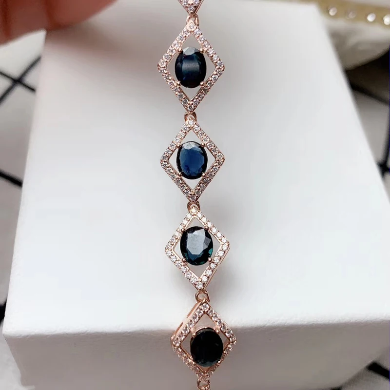 Браслет из серебра 100% пробы с сапфиром 4 Х5 мм | Украшения и аксессуары