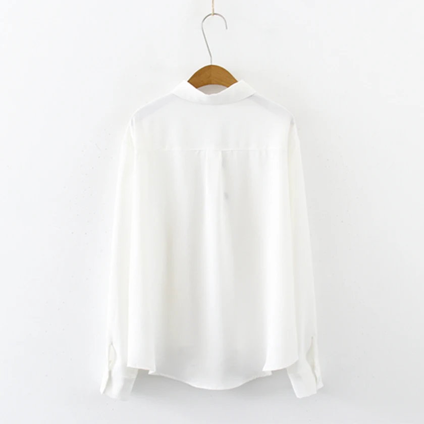 Женская хлопковая белая рубашка с вышивкой в виде кролика панды кошки медведя