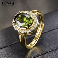 stones rings silver emerald aaa zircon female ring oval shape green gemstone finger jewelry accessories party decor drop ship