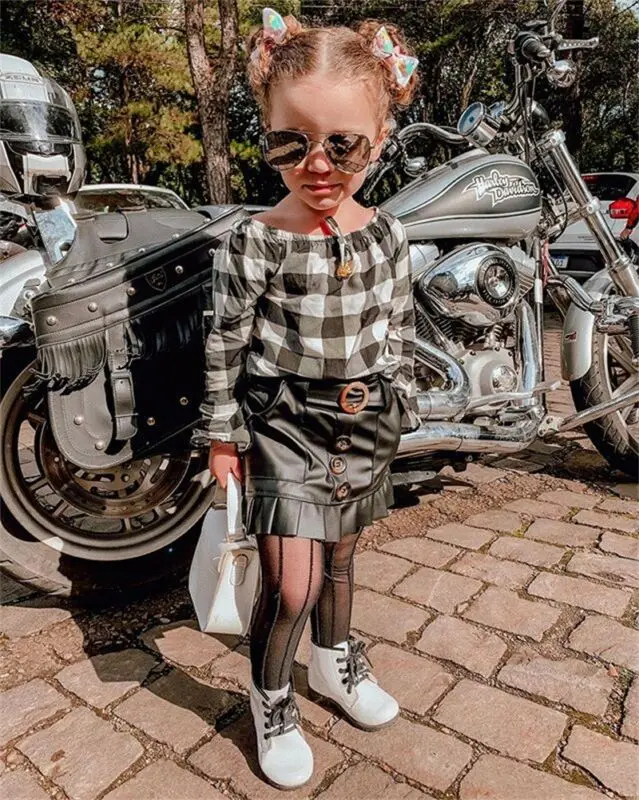 Детский комплект из 2 предметов клетчатая футболка с длинным рукавом и мини юбка