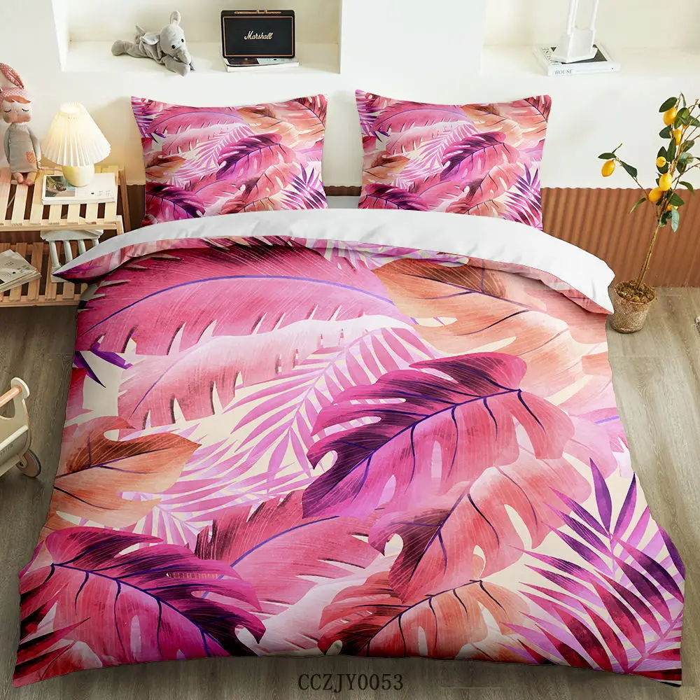 

Summer 3D Printing Luxury Tropical Leaves Plants Pattern Duvet Cover Pillowcases Bedding Set beddengoed King Queen Size 2/3pcs