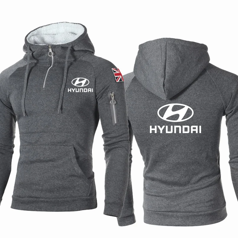 2021 NEW Men Hoodies Hyundai Car Logo Print Casual HipHop Harajuku high quality Pure cotton Hooded Men's Zip Hoodie