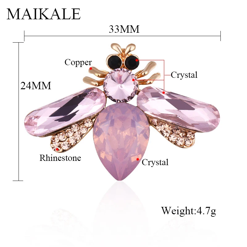 MAIKALE, Ретро стиль, пчела, кристалл, броши для женщин, стразы, насекомое, брошь, булавка, модный костюм, шали и аксессуары, ювелирные изделия, подарки, брошь
