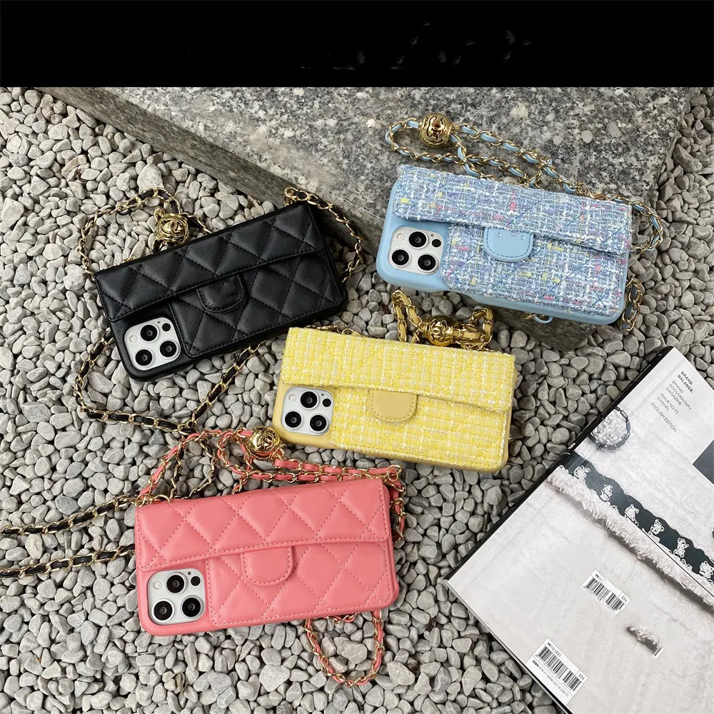 

Luxury Brand New Lambskin Chain Strip Phone Case Crossbody For iPhone 12 Mini 11 Pro XS Max 7 8 Plus XR CC Back Cover Accessory