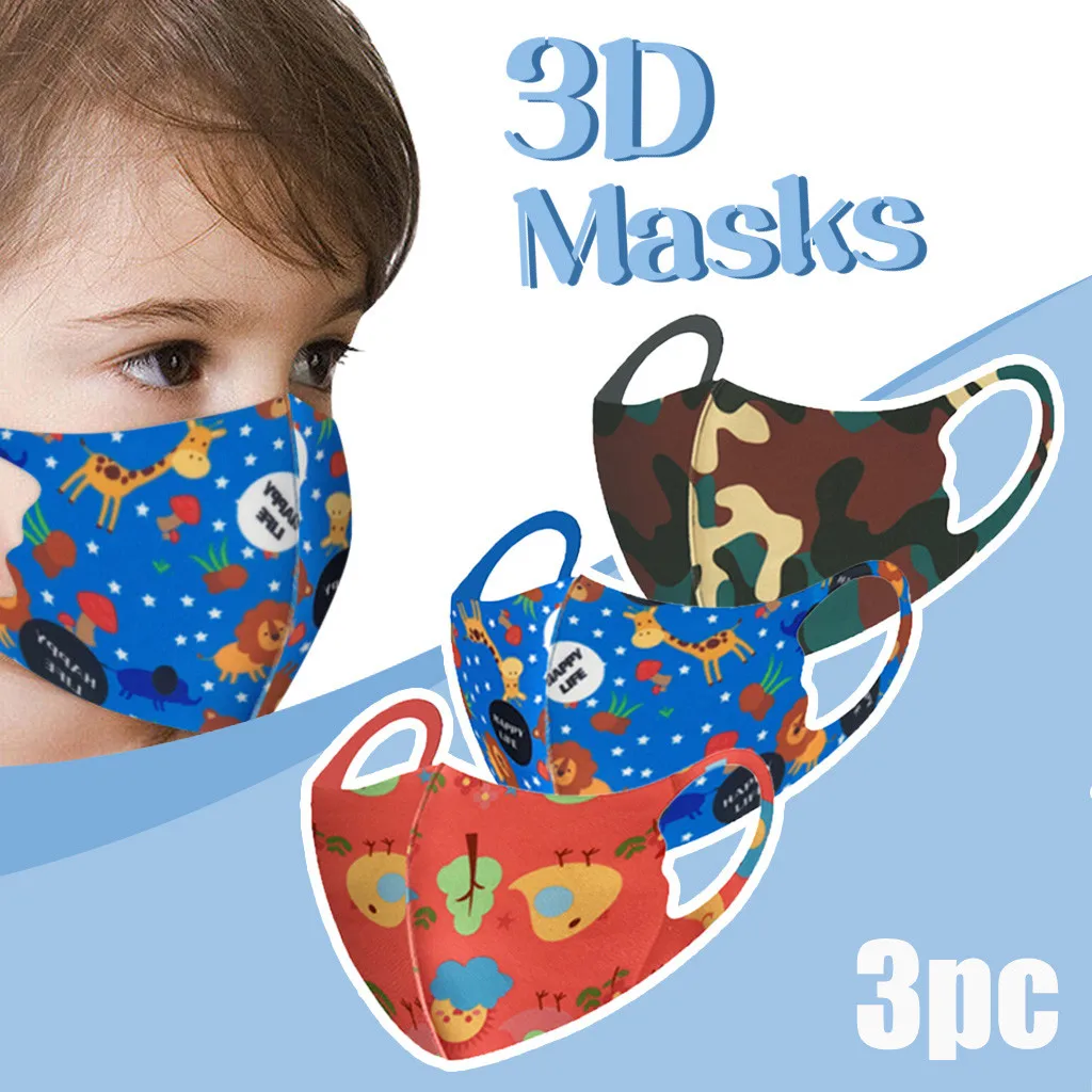 

3pcs Reusable Washable Face Masks For Kids Boys Girls Protective Masks Breathable Dust-proof mascarilla masque maska