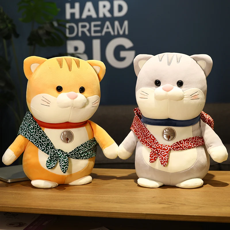 

1pc 25/35/45cm Kawaii Plush Cat Toys Cute Standing Cat with burden Dolls Pillow Stuffed for Kids Girl Cartoon Birthday Gifts