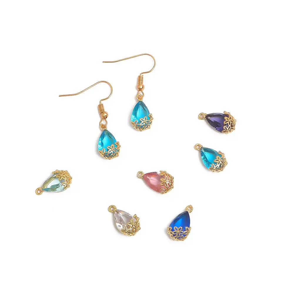 Подвески с кристаллами циркона в виде капли воды фурнитура для изготовления