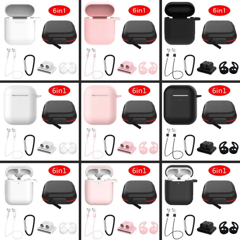 6 в 1 чехол Airpod для Airpods 1/2 remium EVA коробка с ушные крючки/Airpods Slip часы ремешок