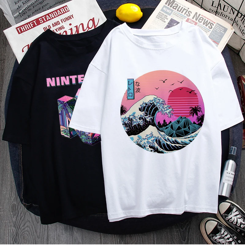 Эстетика Vaporwave забавная мультяшная Футболка Мужская Унисекс крутая уличная