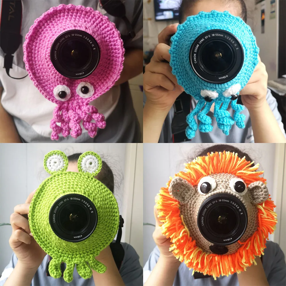 

Creative Animal Camera Buddies Lens Accessory for Kid Pet Photography Knitted Lion Octopus Teaser Toy Lens Posing Photo Props