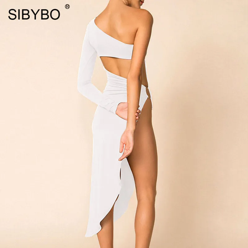 Женское платье на одно плечо SIBYBO асимметричное облегающее с открытой спиной