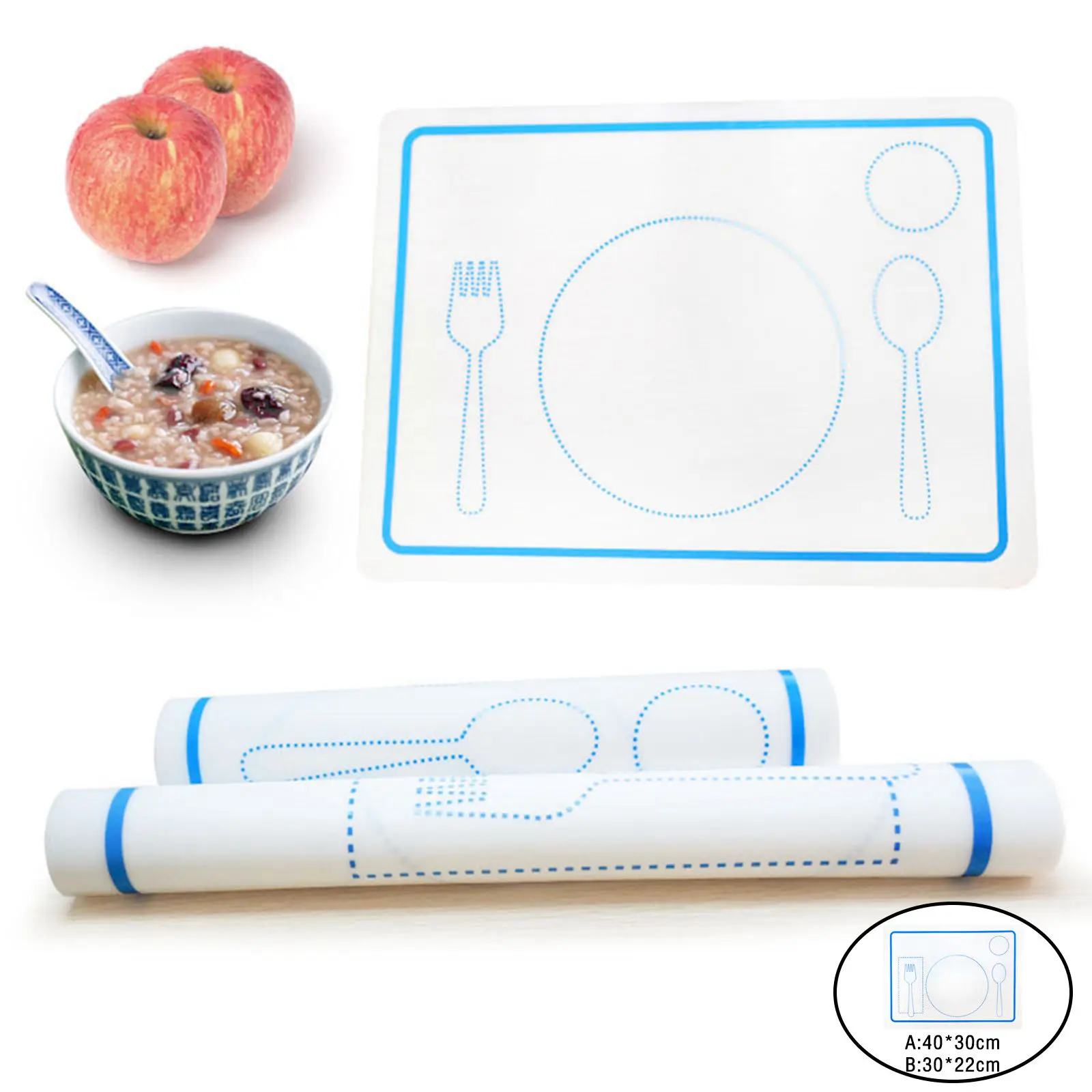 

Silicone Toddler Placemat Correct Position Easy to Clean Table Manners White Non-Slip Montessori Placemat for Kids for Baby Home