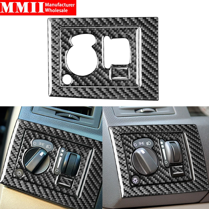 For Chrysler 300 300C 2005 2006 2007 Carbon Fiber Car Headlight Control Panel Switch Set Automobile Trim Cover Car Accessories