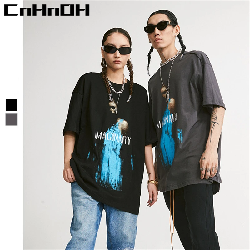 CnHnOH New Arrival Teeshirt Homme Men's Oversized Hip Hop Clothing Tee Shirt Imaginary T-shirts For Couple 11007
