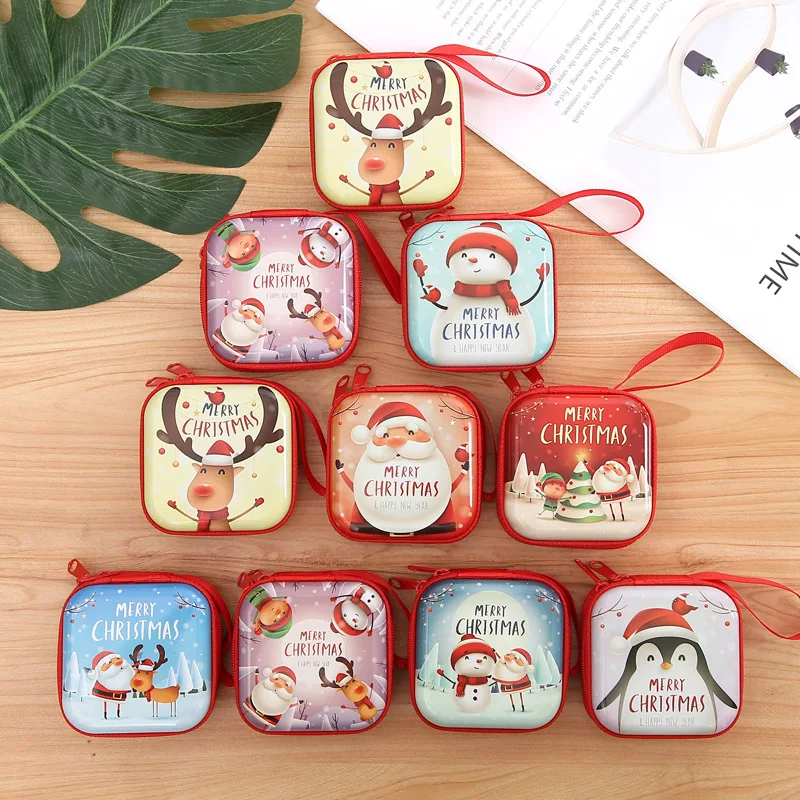 Merry Christmas Coin Purse Kids Mini Round Bag SD Card Earphone Key Storage Wallet Box Women Girl Purses Gifts | Багаж и сумки