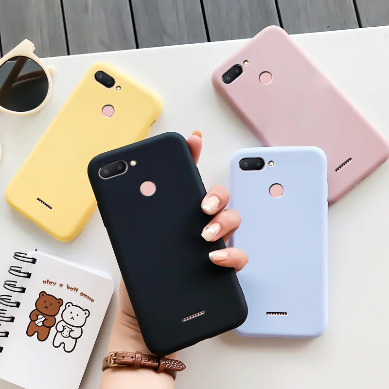 

For xiaomi Redmi 6 Case Silicone Macaron Colors Candy Soft TPU Simple Black Casing Phone Back Cover